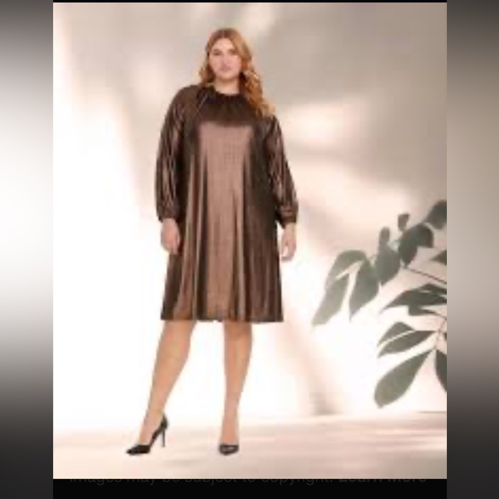 DESIGNER JAPPAREL Flowy Metallic Copper Fabric Dress ~ Fully Lined NWT
